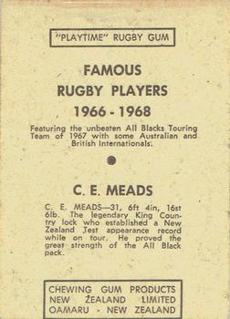 1968 Playtime Rugby Gum Famous Rugby Players - Yellow #21 Colin Meads Back